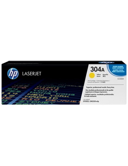 Hp cc532a toner amarillo original hp para hp laserjet cp2025 n/cp2025 dn/cm2320 nf/cm2320 fxi