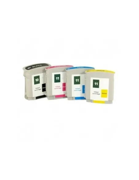 HP 10 / HP 11 pack 4 tintas compatibles HP 10 BK +  HP 11 C/M/Y