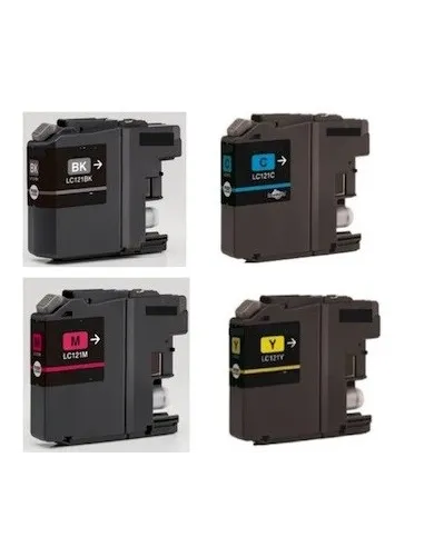 pack 4 tintas Brother LC121 DCP J152W/J552DW/J752DW MFC J470DW/J650DW/J870DW