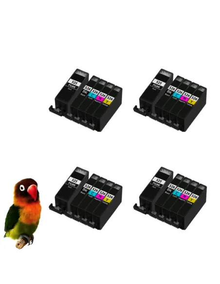  Canon pgi-525bk/cli-526(bk, cy, m, y) Pack 20 tintas compatibles (con Chip) 