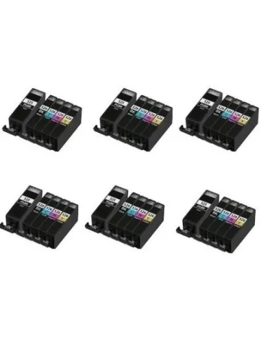 Canon pgi-525bk/cli-526(bk, cy, m, y)  Pack 30 tintas compatibles (con Chip) 
