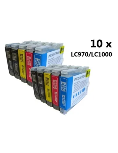 LC970/LC1000 BROTHER PACK 10 CARTUCHOS COMPATIBLES BROTHER LC970 LC1000 