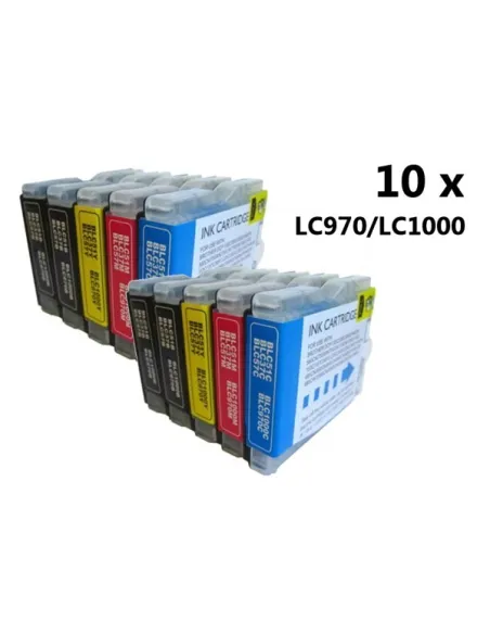 LC970/LC1000 BROTHER PACK 10 CARTUCHOS COMPATIBLES BROTHER LC970 LC1000 