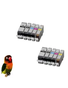 (pgi-520bk / cli-521 bk/c/m/y)  Pack 10 cartuchos tinta (con Chip) compatibles canon 