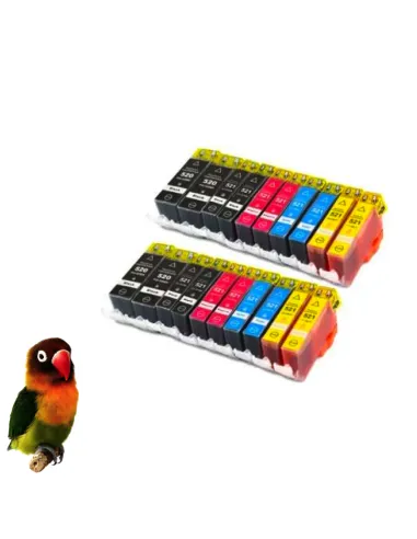 (pgi-520bk / cli-521 bk/c/m/y)  Pack 10 cartuchos tinta (con Chip) compatibles canon 