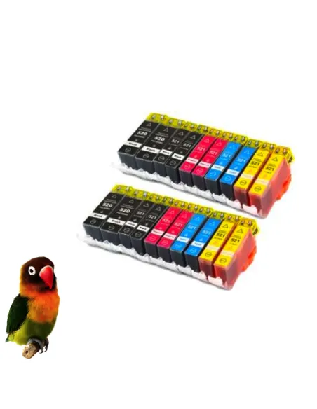 (pgi-520bk / cli-521 bk/c/m/y)  Pack 10 cartuchos tinta (con Chip) compatibles canon 