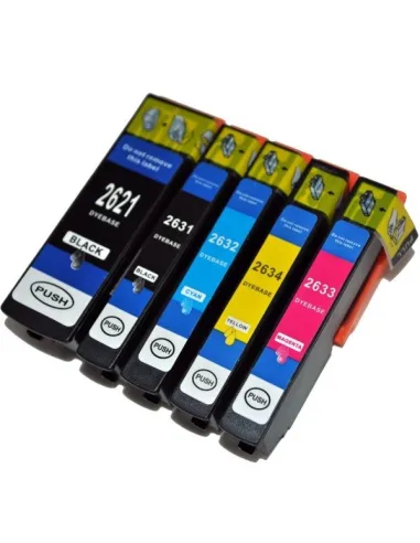 T2621/T2631-2-3-4 EPSON pack 5 tintas compatibles Epson T2621-T2631-T2632-T2633-T2634