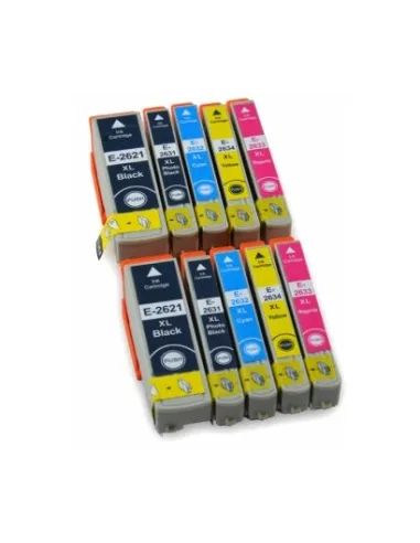 T2621/T2631-2-3-4 EPSON pack 5 tintas compatibles Epson T2621-T2631-T2632-T2633-T2634