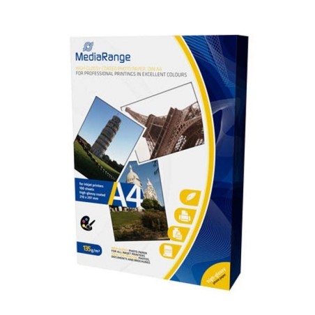 MediaRange Papel Foto Din A4 Alto Brillo Pack 100 uds 135grs/m2