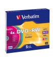 DVD+RW 4x Verbatim Colours Caja Slim 5 uds