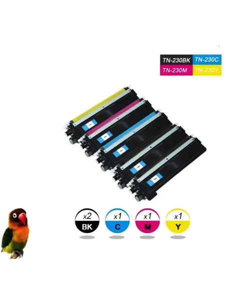 TN230 BROTHER  pack 5 tóners compatibles Brother TN230 B 