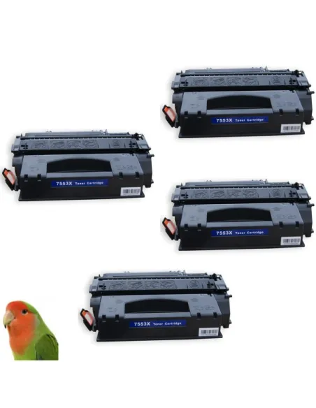 pack 4 Toner para HP Q7553X Negro Capacidad para LaserJet P2015 (7000 pag) COMPATIBLE