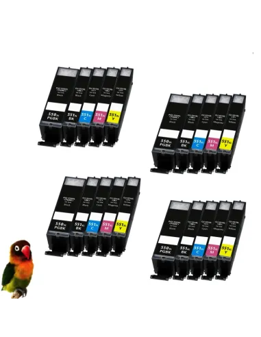 (PGI-550XL,CLI-551XL-BK/C/M/Y) Pack Ahorro 5 tintas  (Alta Capacidad) Canon Pixma IP7250 MG5450 MG6350 MX725 MX925