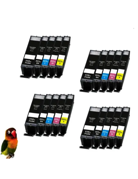 (PGI-550XL,CLI-551XL-BK/C/M/Y) Pack Ahorro 5 tintas  (Alta Capacidad) Canon Pixma IP7250 MG5450 MG6350 MX725 MX925