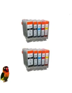 Canon BCI-3BK BCI-6 BK-C-M-Y  pack 10 cartuchos compatibles(2 por color)