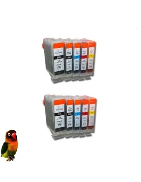 Canon BCI-3BK BCI-6 BK-C-M-Y  pack 10 cartuchos compatibles(2 por color)