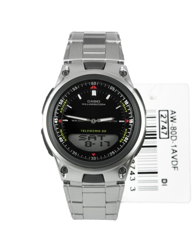 reloj hombre CASIO aw-80d-1a Hora Mundial - 30 telememo - 10 años batería
