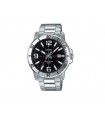 reloj deportivo hombre Casio MTP-VD01D-1B dial negro 45mm correa de acero hebilla triple pliegue resistencia al agua 50m