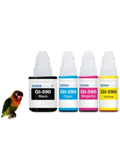 4 Botes de tinta compatible GI-590 para Canon Pixma G1510 G2510 G3510 G4410 G4510 NEGRO CIAN MAGENTA AMARILLO