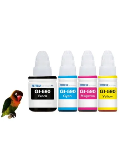 4 Botes de tinta compatible GI-590 para Canon Pixma G1510 G2510 G3510 G4410 G4510 NEGRO CIAN MAGENTA AMARILLO