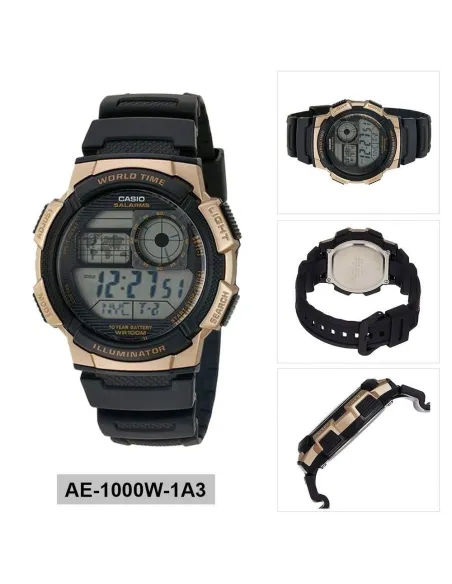 Reloj hombre Casio Digital AE-1000W-1A3 correa resina - hora mundial