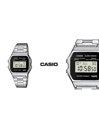 Reloj casio collection digital clásico retro A158WEA-1EF  multifuncional - acero inoxidable - wr
