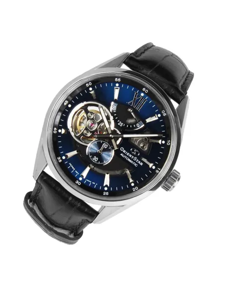 Reloj Automático Hombre Orient Star Skeleton RE-AV0005L zafiro correa cuero