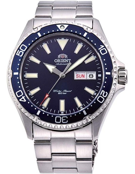 Reloj de buceo hombre automático Orient Kamasu RA-AA0002L dial azul 41.8mm DIVERS Cristal Zafiro correa acero