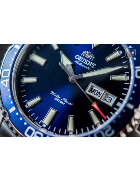Reloj de buceo hombre automático Orient Kamasu RA-AA0002L dial azul 41.8mm DIVERS Cristal Zafiro correa acero