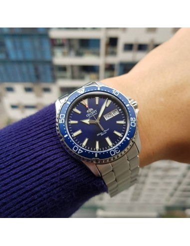 Reloj de buceo hombre automático Orient Kamasu RA-AA0002L dial azul 41.8mm DIVERS Cristal Zafiro correa acero