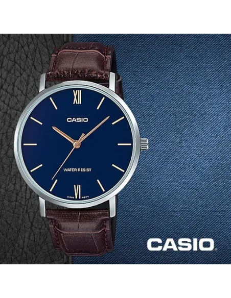 Reloj Casio analogico hombre MTP-VT01L-2B correa de piel 46 × 40 × 8.2 mm