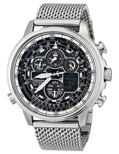 Reloj Hombre Citizen Promaster NaviHawk JY8030-83E Chrono AT Black Dial Mesh Band Men's Watch