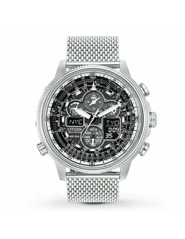 Reloj Hombre Citizen Promaster NaviHawk JY8030-83E Chrono AT Black Dial Mesh Band Men's Watch