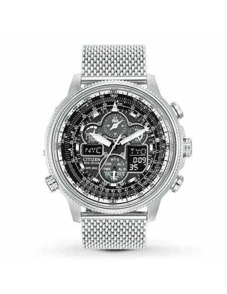 Reloj Hombre Citizen Promaster NaviHawk JY8030-83E Chrono AT Black Dial Mesh Band Men's Watch