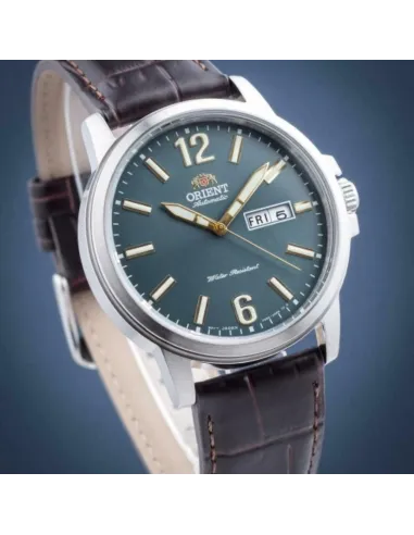 Reloj Automático Hombre Orient Commuter RA-AA0C06E verde correa cuero