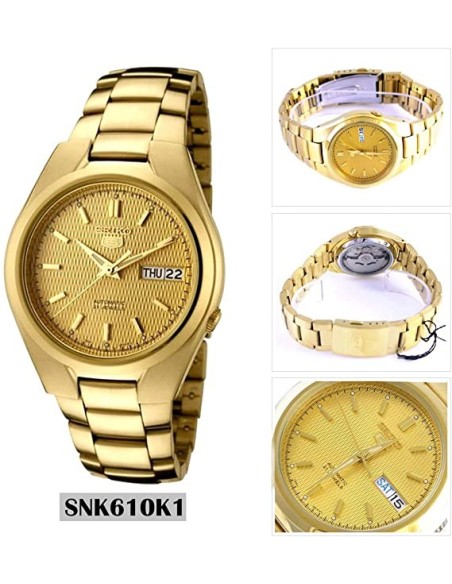 Reloj Automático Hombre Seiko 5 SNK610K1 dial dorado correa acero