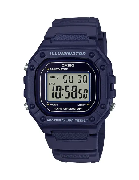 Reloj CASIO digital caballero W-218h-2av correa resina 50m water resist - alarma - luz