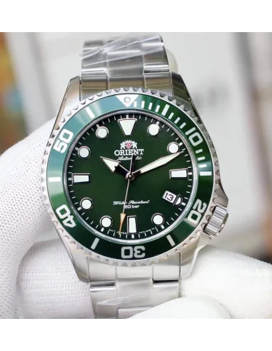 Reloj Automático Buceo Hombre Orient RA-AC0K02E dial verde cristal zafiro correa acero