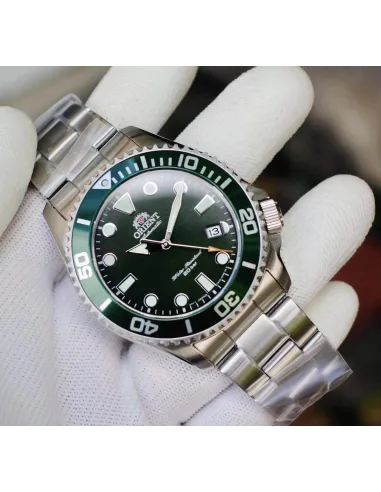 Reloj Automático Buceo Hombre Orient RA-AC0K02E dial verde cristal zafiro correa acero