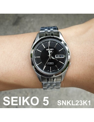 Reloj Automático hombre Seiko 5 SNKL23K1 38mm dial negro correa acero inoxidable