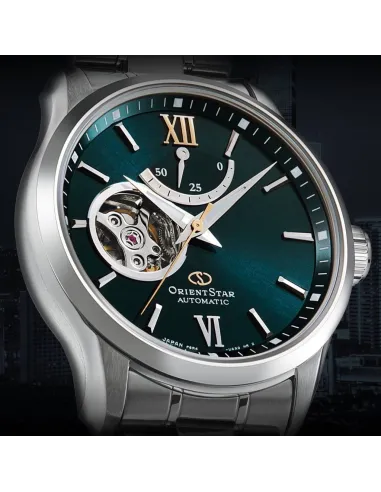 Reloj automático hombre Orient Star RE-AT0002E dial verde acero inoxidable cristal zafiro revestimiento anti-reflejos