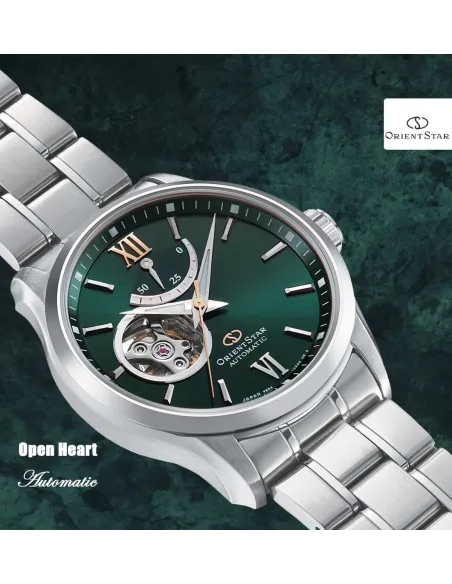 Reloj automático hombre Orient Star RE-AT0002E dial verde acero inoxidable cristal zafiro revestimiento anti-reflejos