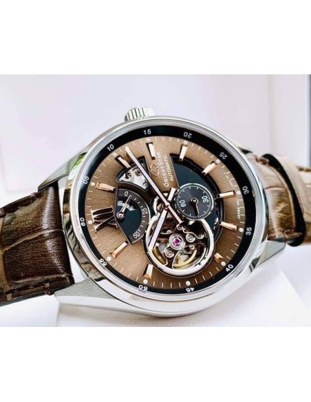 Reloj automático hombre Orient Star RE-AV0006Y 50h Power Reserve Cristal Zafiro anti-reflejo correa cuero