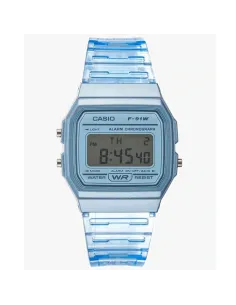 Reloj Clásico Vintage Informal Casio F91WS-2 Azul correa resina 7 años batería alarma cronómetro 2