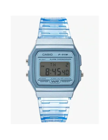 Reloj Clásico Casio F91WS-2 Azul corra resina 7 años batería alarma cronómetro