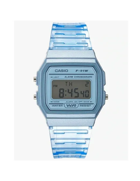 Reloj Clásico Casio F91WS-2 Azul corra resina 7 años batería alarma cronómetro