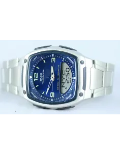 Reloj deportivo clásico hombre Casio AW-81D-2A dial azul correa acero inoxidable 30 telememo 10 años batería Hora Mundial 2