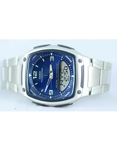 Reloj deportivo clásico hombre Casio AW-81D-2A dial azul correa acero inoxidable 30 telememo 10 años batería Hora Mundial