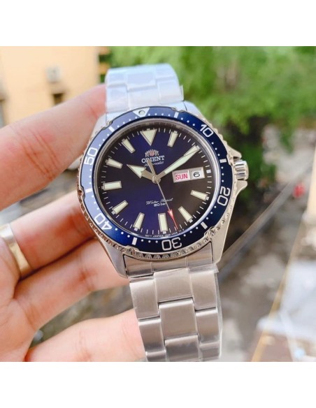 Reloj de buceo hombre automático Orient Kamasu RA-AA0002L dial azul 41.8mm DIVERS Cristal Zafiro correa acero