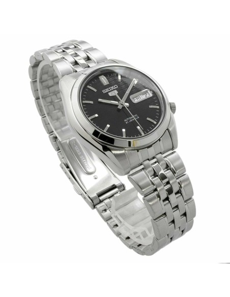 Reloj automático hombre Seiko 5 SNK361K1 dial negro correa acero 37mm diámetro